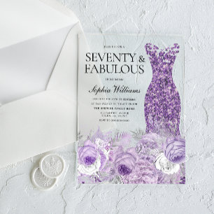 Purple Dress Seventy & Fabulous 70th Birthday Acrylic Invitations
