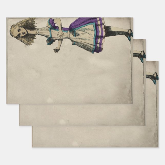 Purple Dress Tall Alice in Wonderland Wrapping Paper Sheet (Set)