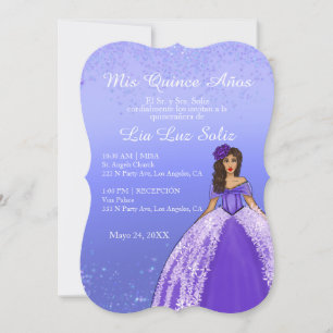 Purple Dress Vintage Quinceañera Invitation