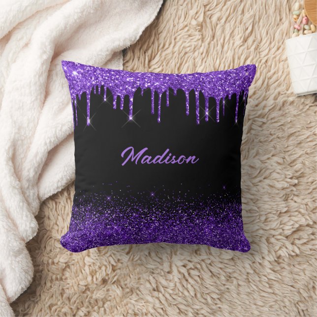 Purple Drip Glitter Cushion (Blanket)
