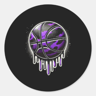 Purple Drip Sketll Camouflage Classic Round Sticker
