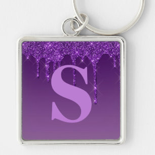 Purple Dripping Glitter Key Ring
