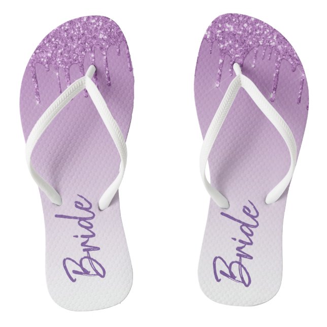 Purple Dripping Glitter Paper Bride Thongs (Footbed)