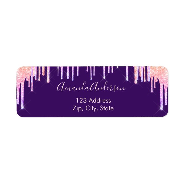 Purple drips pink return address return address label (Front)