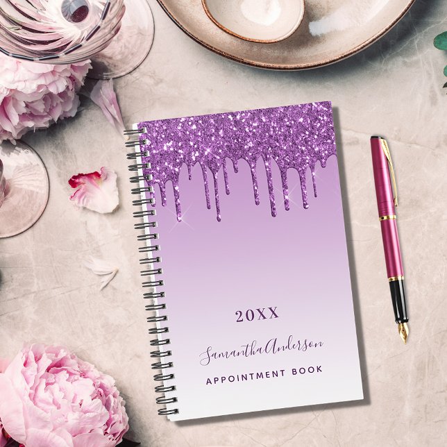 Purple drips violet monogram name 2025 planner (Creator Uploaded)