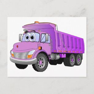 Purple Dump Truck Cartoon Postcard