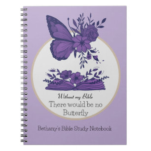 Purple Duo-tone bible study with butterfly Notebook