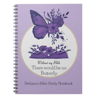 Purple Duo-tone bible study with butterfly Notebook