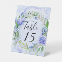 Purple Dusty Blue Hyacinth Wedding Table Number