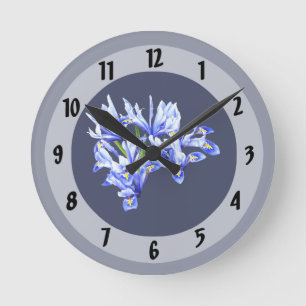 Purple Dwarf Iris Heart Round Clock