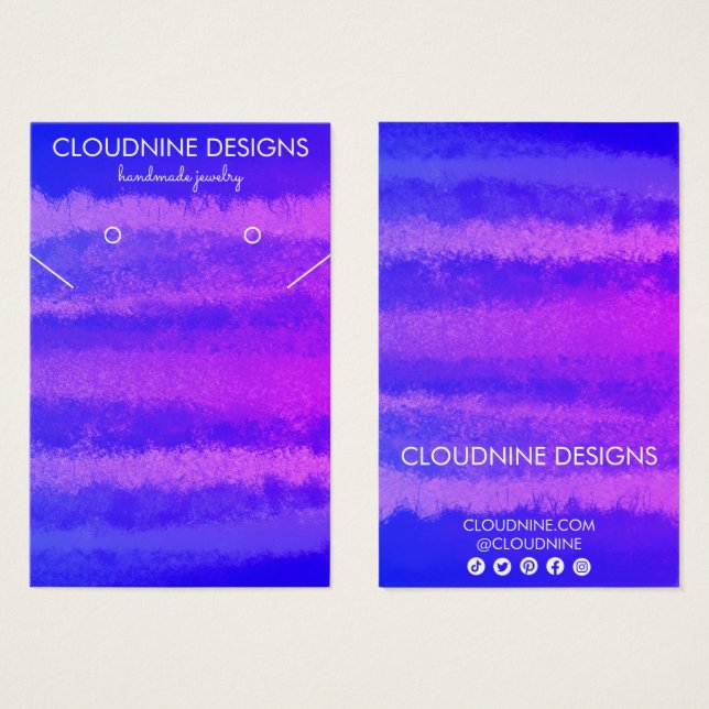 Purple Earring Necklace Jewellery Display Card (Front & Back)