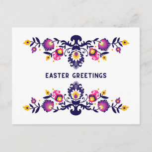 Purple Easter Greetings Folklore Custom Text Postcard