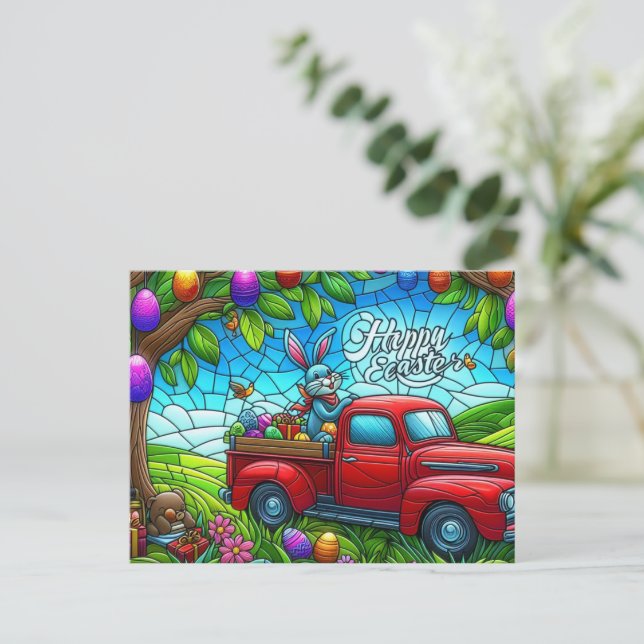 Purple Easter Hippo Holiday Postcard (Standing Front)