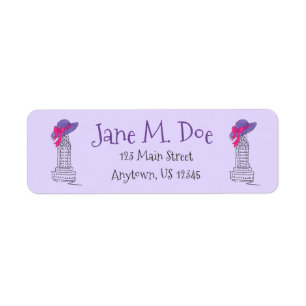 Purple Easter Parade Bonnet New York Skyscraper Return Address Label
