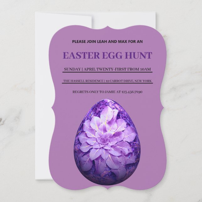 Purple Easter Simple Brunch Egg Hunt Invitation (Front)