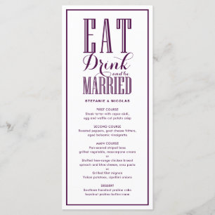 Purple Eat, Drink and Be Married Wedding Menu