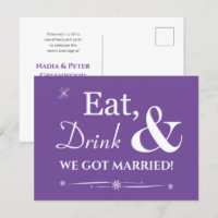 Purple Eat Drink We Got Married Retro Elopement