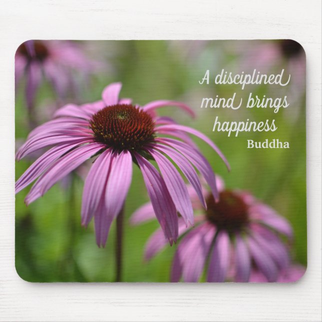 Purple Echinacea Cone Flowers Motivational Mouse Pad (Front)