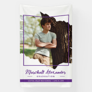Purple Edgy Abstract Torn Photo Graduation Banner