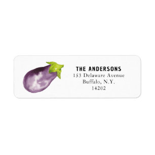 Purple Eggplant Boho Watercolor Return Address Label