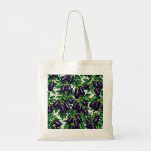 Purple Eggplant Botanical Vegetable Garden Pattern Tote Bag