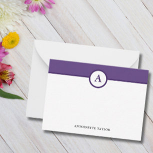 Purple Eggplant Monogram Personalized Note Cards