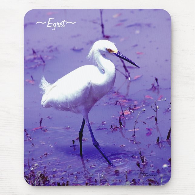 Purple Egret Bird Mousepad (Front)