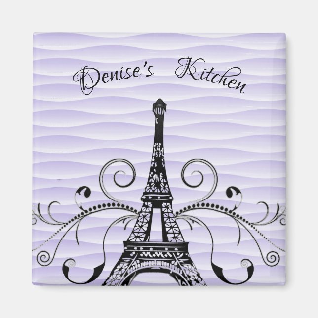 Purple Eiffel Tower Flourish Magnet (Front)