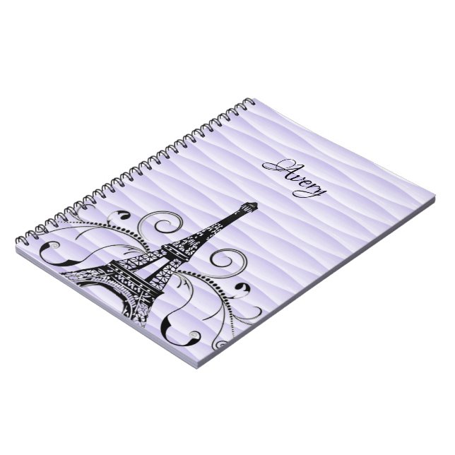 Purple Eiffel Tower Flourish Notebook (Left Side)