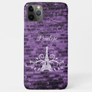 Purple Eiffel Tower Grunge Case-Mate iPhone Case