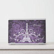Purple Eiffel Tower Grunge Laptop Skin