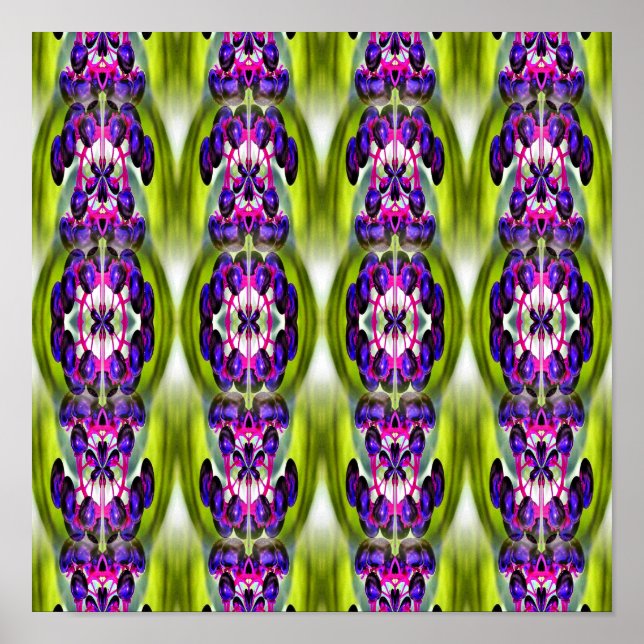 Purple Elderberries Mirror Abstract Nature Poster (Front)