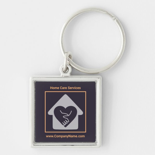 Purple Elderly Care Promotional Custom Logo  Key Ring (Front)