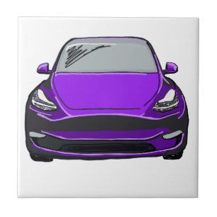 Purple Electric Vehicle SUV Car Drawing Ceramic Tile