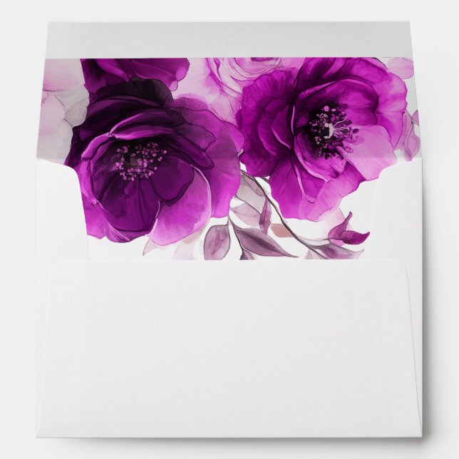 Purple Elegance Amethyst & Indigo, Lilac Wedding  Envelope (Back (Bottom))