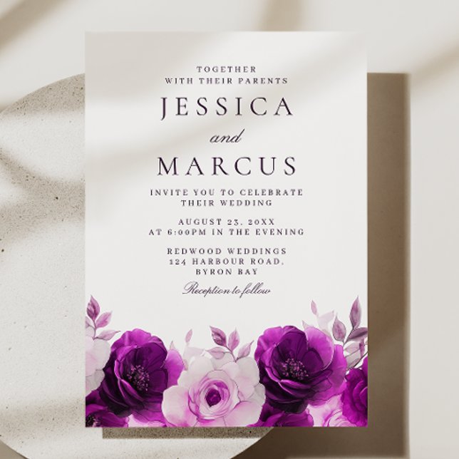 Purple Elegance: Lilac Violet Roses Floral Wedding Invitation (Creator Uploaded)