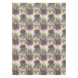 Purple Elegance Luxe Poinsettia & Holly Christmas Tablecloth