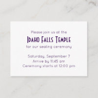 Purple Elegance Temple Sealing Ceremony Invitation