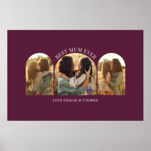 Purple elegant arch multi photo best mum poster