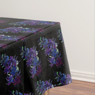 Purple Elegant Black Floral Watercolor Botanical Tablecloth