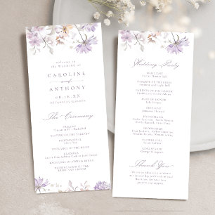 Purple Elegant Botanical Floral Boho Wedding Program