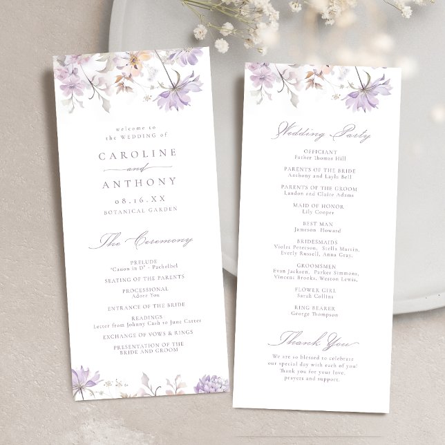 Purple Elegant Botanical Floral Boho Wedding Program (Purple Elegant Botanical Floral Boho Wedding Program)