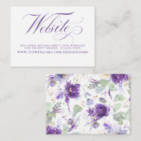 Purple Elegant Botanical Wedding Details Card