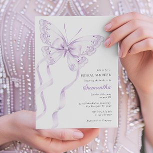 Purple Elegant Butterfly Bridal Shower Invitation
