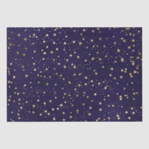 Purple Elegant Celestial Starry Gold Stars Design Tissue Paper