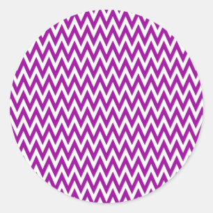 Purple Elegant Chevron Design Classic Round Sticker