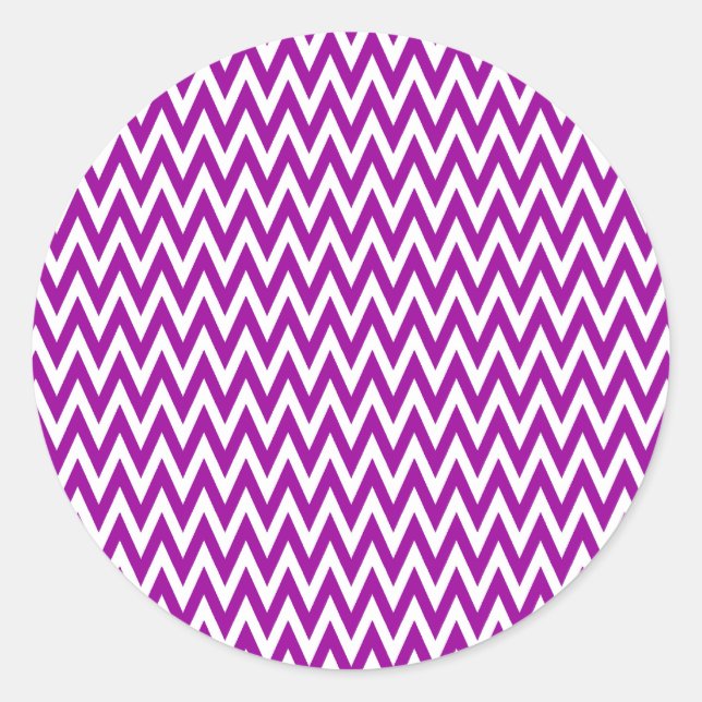Purple Elegant Chevron Design Classic Round Sticker (Front)