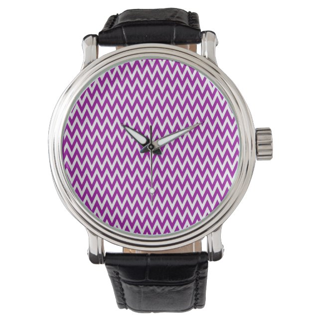Purple Elegant Chevron Design Watch (Front)