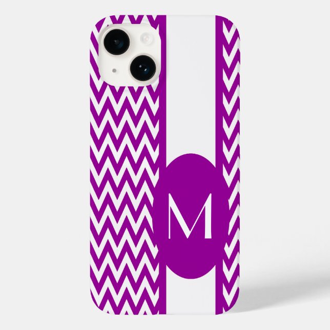 Purple Elegant Chevron Design with monogram Case-Mate iPhone Case (Back)