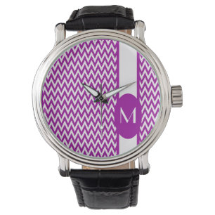Purple Elegant Chevron Design with monogram Watch